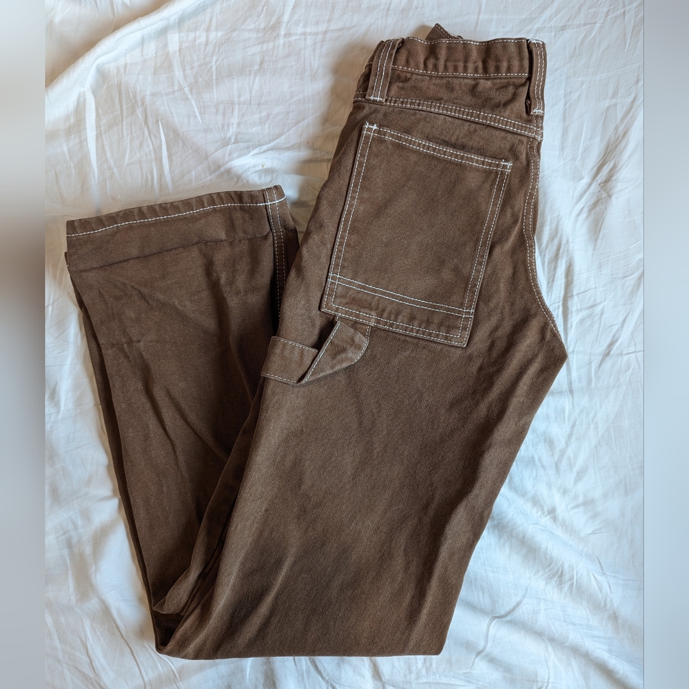 John Galt Brown Straight Leg Carpenter Pants